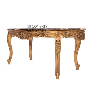 Mesa de Centro de Lujo con Tapa Ovalada de Mármol, Patas Talladas en Oro y Detalles Elegantes de Estilo Victoriano para Salas de Estar de Alta Gama - Product Image 2