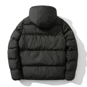 Chaqueta de Plumón con Capucha para Hombre, Negra, Cortavientos, Informal, de Invierno, con Cierre de Cremallera, Corte Regular, Gruesa y Aislante - Product Image 5