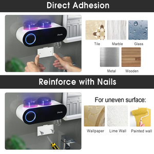 Esterilizador de Cepillos de Dientes de Pared OEM/ODM para 2 Cepillos, Recargable e Inalámbrico, con Luz UV, para Baño - Product Image 4