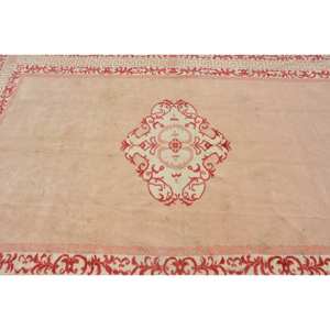 Vintage Turkish 6ft X 9ft Large Area Rug Beige <b>Red</b> Patchwork Design Made Wool Faux Rabbit Fur <b>Latex</b> for Hallway Room Decor - Product Image 5