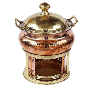 Plato de frotamiento martillado de metal Plato de comida hecho a mano más vendido Clásico Elegante Lujo Nuevo calentador de alimentos de metal - Product Image 1