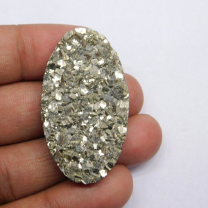 100% ธรรมชาติหายากพบ Pyrite Druzy อัญมณีหลวมสําหรับทําเครื่องประดับคุณภาพสูงธรรมชาติ Pyrite Druzy Cabochons ขายส่ง - Product Image 1