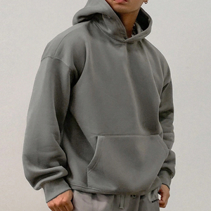 Sweat à capuche décontracté de qualité supérieure pour hommes Pull surdimensionné à poches et à épaules tombantes Logo personnalisé Sweat à capuche teint uni en coton polyester - Product Image 2