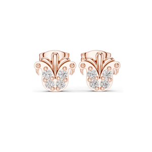 Boucles d'oreilles florales en diamant, diamants de laboratoire de 0,28 carat, or 18 carats, 14 carats, 10 carats et argent 925, options or blanc, or jaune, or rose - Product Image 3