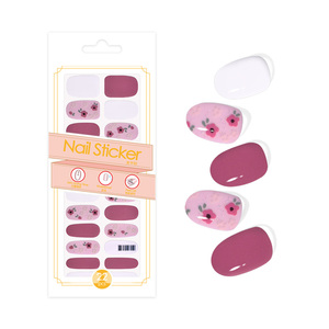 Envolturas de <span class=keywords><strong>uñas</strong></span> de Gel Floral <span class=keywords><strong>Rosa</strong></span> <span class=keywords><strong>Lila</strong></span> 2025, tiras de esmalte brillantes autoadhesivas, pegatinas de <span class=keywords><strong>uñas</strong></span> de flores elegantes para mujeres, venta al por mayor - Product Image 6