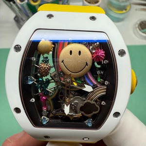 Reloj Mecánico de Lujo de Super Calidad, Resistente al Agua, 41 mm, Movimiento Automático, RM88 Smiley, Esqueleto de Cerámica Blanca - Product Image 6