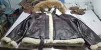 Veste bomber d'hiver pour homme en cuir d'agneau véritable, style vintage, respirante, écologique, avec capuche amovible