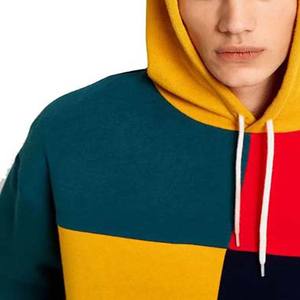 Venta al por mayor de sudaderas con capucha para hombre transpirable contraste Color bloque 100% algodón básico de manga larga pulóver hombres sudaderas con capucha para la venta - Product Image 6