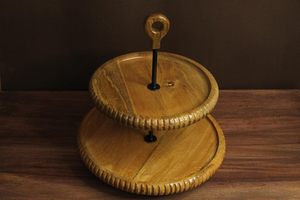 Soporte redondo moderno para Tartas, soporte personalizado para frutas de madera a precio de fábrica con cúpula giratoria - Product Image 5