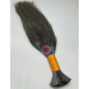 Cabello Gris Liso para Trenzas, 100% Cabello Humano Virgen sin Trama, de un Solo Donante, Natural Sal y Pimienta, Cabello Suelto para Trenzas - Product Image 3