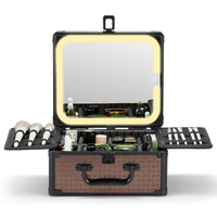 Étui de maquillage professionnel de grande capacité avec miroir éclairé par LED diviseurs réglables mode élégant voyage accessoire à usage domestique