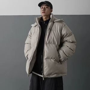Veste d'hiver matelassée noire à capuche pour homme, style streetwear japonais, hip-hop, parka coréenne - Product Image 3