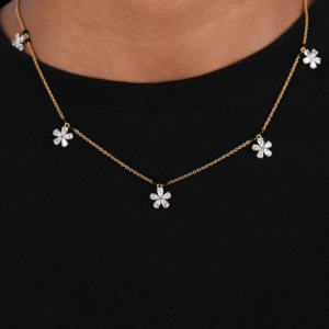 Elegante Collar chapado en oro de 10 quilates con diamantes cultivados en laboratorio de corte redondo, joyería clásica de compromiso para el cuerpo para una belleza sostenible - Product Image 2