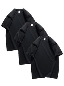 เสื้อยืดแขนสั้นผู้ชายผ้าคอตตอน100% 3ชิ้นเสื้อลายโอเวอร์ไซส์ฤดูร้อนเสื้อเบสิกแบบเรียบง่ายพอดีตัวปกติระบายอากาศได้ดีเสื้อถักนิตติ้ง - Product Image 6