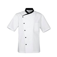 Pakaian seragam koki kualitas tinggi, pakaian koki musim panas, desain kustom, pakaian memasak, seragam koki kualitas tahan lama, putih atau hitam