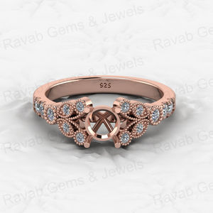 แหวนเงิน925ทึบทรงครึ่งวงกลมขนาด6มม. ประดับเพชร CZ ทรงครึ่งวงกลมมีลวดลายเป็นเส้นแบบเปิดโล่งมีการตั้งค่าเครื่องประดับเพื่อการระลึกถึงการค้นพบ DIY - Product Image 2