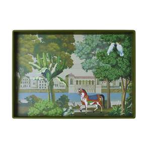 Bandeja Otomana de Madera con Diseño Artístico Grabado para Bodas, Mesa de Centro, Mesa de Comedor y Decoración del Hogar para Fiestas - Forma y Tamaño Personalizables - Product Image 1