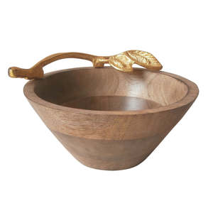 Bol de service impressionnant pour la maison et l'hôtel ustensiles de cuisine bol à fruits de couleur marron Design moderne bol à salade en bois de forme ronde - Product Image 3