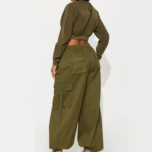 Conjunto Deportivo de Felpa al por Mayor, Sudadera Cálida y Pantalones Jogger, Chándal Informal Holgado, Sudadera Corta y Pantalones - Product Image 2