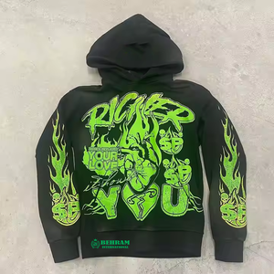 Nouvel arrivage : Sweat à capuche numérique délavé à l'acide, coupe droite, épaules tombantes, en molleton de coton épais (420 GSM) - Product Image 5