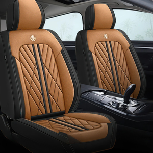 Fundas de Asiento Delanteras de Cuero Impermeables de Lujo, Color Marrón y Negro, Juego Completo de 2 Piezas para Todas las Estaciones, con 35% VLT - Product Image 1