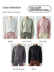 NUEVO Otoño Nuevo 50% Algodón Stand-Up Collar Cordón Ropa deportiva Manga larga Otoño e invierno Fitness Jacket Tops - Product Image 2