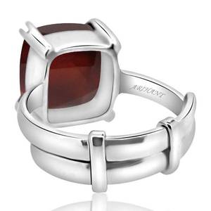 NOVAMART Fine Certified Natural Hessonite <b>Garnet</b> (Gomed) 3.25-12.25 Ratti Adjustable <b>Silver</b>(925) Cushion Prong <b>Ring</b> Fine Astrolo - Product Image 3