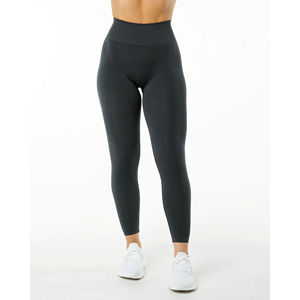 Pantalones de Yoga de gimnasio de cintura media de cintura alta para mujer Leggings acanalados sin costuras en tela de gasa - Product Image 1