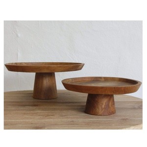 Support à gâteau en bois de créateur, forme ronde, simple, plateau de serveur d'affichage pour fête d'anniversaire et de mariage pour la cuisine à l'adresse artisanale - Product Image 6