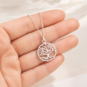 Collier Arbre de Vie en argent sterling 925 – Pendentif Arbre Généalogique Rond Ajoure Bijou Spirituel - Product Image 3