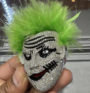 Colgante de oro blanco de 10kt Joker Hip Hop totalmente helado con moissanita de corte brillante redondo y diamantes VVS para regalo - Product Image 4