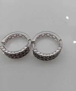 3.83 Ct Natural Round White Brown Diamond Sterling <b>Silver</b> <b>Huggie</b> Hoop Earring for Women Wedding Engagement - Product Image 3