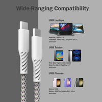 Câble de charge rapide USB-C 60W coloré, gaine en nylon diamantée, boîtier en PVC, blindage tressé, certifié MFI pour iOS (en stock)