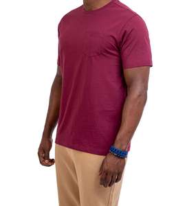 Prix bon marché vente en gros 2024 t-shirts de haute qualité Mehroon couleur O cou demi manches t-shirts poches avant conception de logo personnalisé - Product Image 4