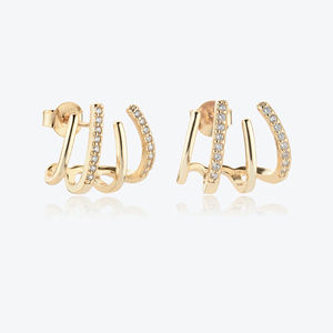 Stylish <b>Ear</b> Wraps for Women <b>Ear</b> <b>Cuff</b> With 4 Layer Claw Setting Stud <b>Earrings</b> 18K Pure Gold or Silver Lab Diamond Party Wear Use - Product Image 1