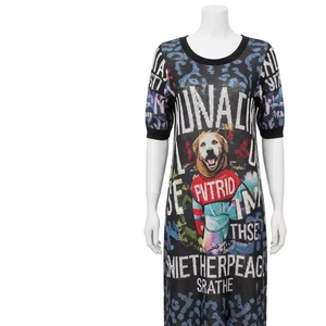 Robe décontractée en tricot respirant, tissu en coton, doux, léger, imprimé par décharge, vêtement d'été pour femmes, tenue de tous les jours - Product Image 2