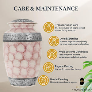 Urnes funéraires européennes/américaines pour cendres humaines, fleurs roses, blanches et argentées, 220 pouces cubes, qualité supérieure, écologiques, durables - Product Image 6