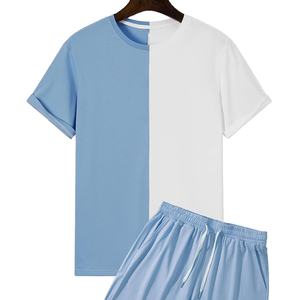 Ensemble 2 pièces homme uni respirant pour l'été : T-shirt à manches courtes et short – Vêtements décontractés pour hommes en gros - Product Image 1