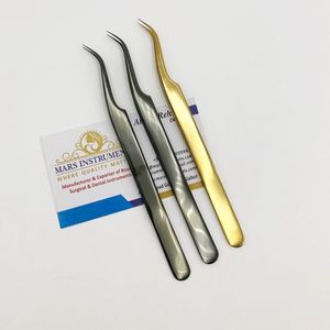 Pince à épiler plasma noir en acier inoxydable pour extensions de cils incurvées J - Product Image 1