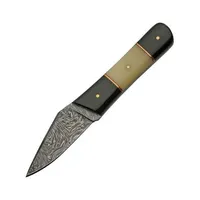 Handgemachtes Damaskus messer mit horizontaler Ledersc heide Feste Klinge für Bush craft Skinn ing Hirschhorn knochen griff