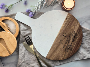 Tabla de Cortar de Mármol Premium Hecha a Mano, Tabla de Cortar de Piedra Natural y Madera para Servir Queso, Carne y Pan - Product Image 2