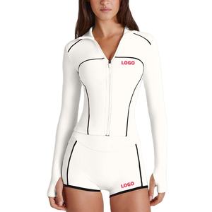 Ensemble deux pièces de sport de haute qualité pour femme, en toile unie, écologique, respirant, séchage rapide, pour le printemps/été, idéal pour la gym et le fitness - Product Image 5