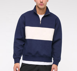 Pull à col zippé color block pour homme, tricoté, à manches longues, respirant, décontracté, vêtement de sport - Product Image 5