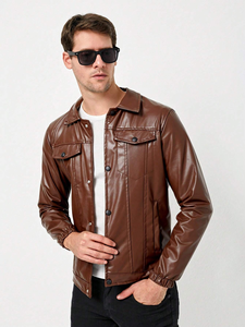 Chaqueta de cuero con estilo para hombre más vendida en diferentes colores disponibles al mejor precio de venta chaqueta de cuero para hombre - Product Image 5