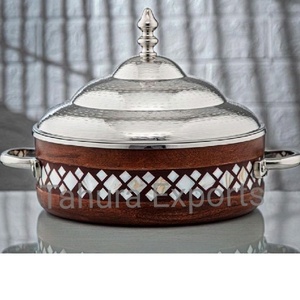 Decoración exclusiva para servir comida de Ramadán, cazuela de madera caliente con fregona, tapa de acero inoxidable, artículos de comedor, olla para servidor de alimentos - Product Image 3