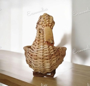 Panier en forme de canard en rotin tissé à la main écologique panier de rangement pour enfants en rotin naturel fait à la main pour jouets avec poignée - Product Image 6