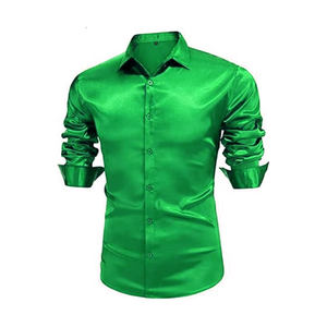 Blusa de satén con botones de invierno de alta calidad, camisa de satén de seda personalizada para hombre, ropa de calle informal, camisas de calidad Premium para fiesta - Product Image 1