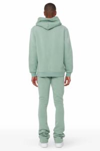 Survêtement deux pièces pour hommes, survêtement ajusté personnalisé OEM, style décontracté à imprimé streetwear évasé pour la saison hivernale - Product Image 5