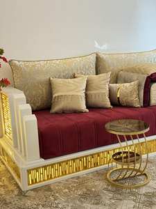 Diseño interior árabe Majlis, diseño clásico moderno, elegante conjunto de sala de estar, asientos de esquina de lujo, diseño que ahorra espacio - Product Image 2