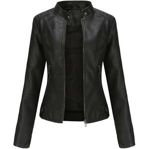 Veste en cuir véritable sur mesure en gros pour femmes Couture de qualité supérieure Manches longues Coupe régulière Impression de logo personnalisée Tricotée Respirante - Product Image 1